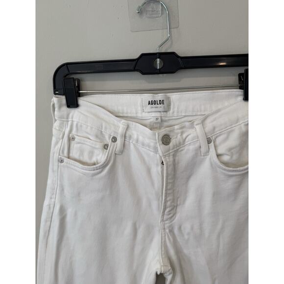 AGOLDE Jeans Womens 27 White Toni Straight Leg High Rise Distressed Hems 2015 - Picture 4 of 12
